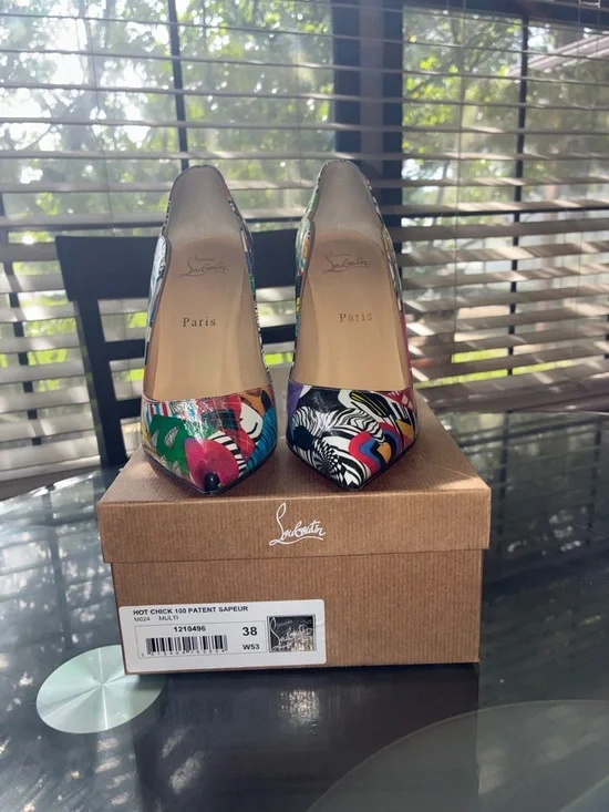 Christian Louboutin Multicolor Patent Leather Stiletto Pumps with Red Soles - Picture 2 of 7